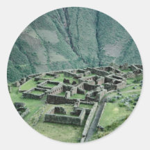 Ruines d'Inca, Pisac, Pérou Autocollant Rond