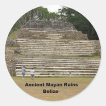 Ruines maya antiques, Belize Autocollants Ronds
