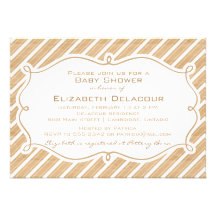 Rustic Diagonal Stripes Baby Shower Invitation