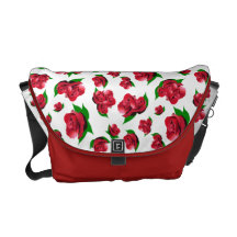 Sac blanc et rouge de motif de rose rouge besaces