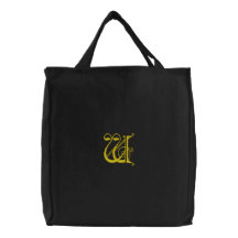 Sac brodé décoré d'un monogramme de fantaisie de l