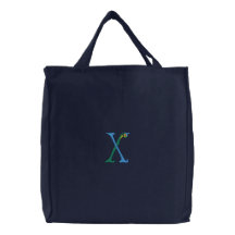 Sac brodé décoré d'un monogramme de la lettre X