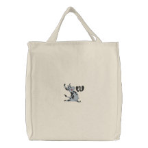 Sac brodé décoré d'un monogramme de vache à la let