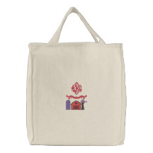 Sac brodé par ferme décorée d'un monogramme faite 