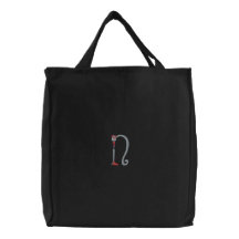 Sac brodé par monogramme de fleur de la lettre N