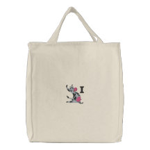 Sac brodé par monogramme de vache à la lettre I
