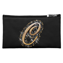 Sac cosmétique noir avec C initial Nécessaires À Maquillage