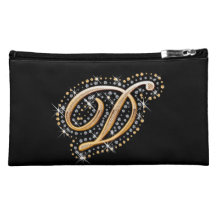 Sac cosmétique noir avec D initial Nécessaire De Maquillage