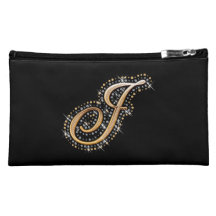 Sac cosmétique noir avec J initial Nécessaires De Maquillage
