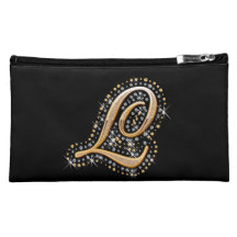 Sac cosmétique noir avec L initial Nécessaire À Maquillage