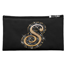 Sac cosmétique noir avec S initial Nécessaires Pour