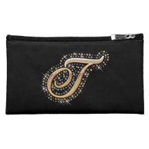 Sac cosmétique noir avec T initial Nécessaire De Maquillage