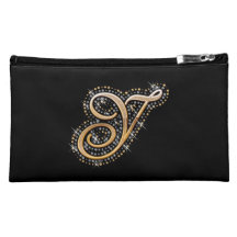 Sac cosmétique noir avec Y initial Nécessaire À Maquillage
