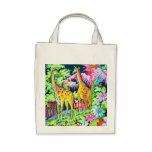 Sac d'épicerie organique de jungle de girafe