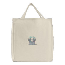 Sac fourre-tout brodé par maman à chat