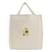 Sac fourre-tout décoré d'un monogramme à tournesol