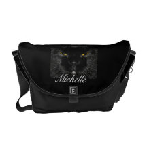 Sac messenger personnalisé à visage de chat noir besace