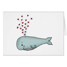 Saint-Valentin - baleine mignonne avec des coeurs Cartes De Vœux