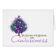 Saison pourpre de conscience de Noël de ruban Carte De Vœux