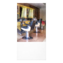 Salon de coiffure de petite ville cartes de vœux avec photo