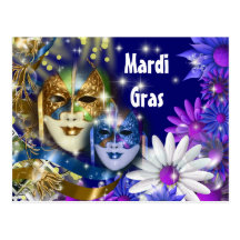 Salutation de mascarade de mardi gras cartes postales
