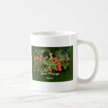 Salutation de Noël customisée par houx de vacances Tasses