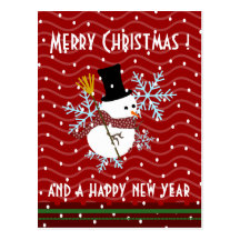 salutations de Noël de kawaii de bonhomme de neige Carte Postale