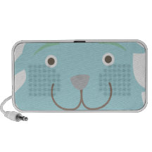 Salutations d'un monstre bleu amical haut-parleur mobile