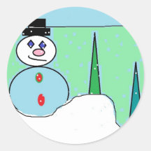 Sammy le bonhomme de neige autocollants ronds