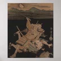 Samouraïs combattant la nuit circa 1770 posters