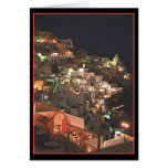 Santorini par nuit   (blanc à l'intérieur) cartes de vœux