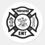 Sapeur-pompier EMT Autocollants Ronds