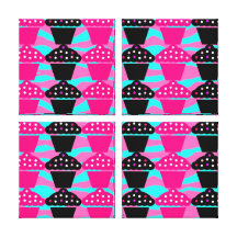 Sassy Hete Roze en Zwarte Cupcake en Gestreepte St Stretched Canvas Afdruk