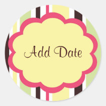 Sassy Roze en Gele Sticker "sparen van de Datum" stickers