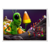 Sauterelle et fourmis Halloween Carte De Vœux