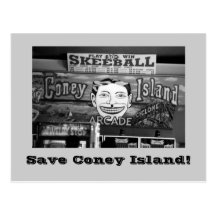 Sauvez Coney Island ! carte postale (B&W)