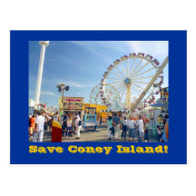 Sauvez Coney Island ! carte postale (bleue)