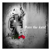 Sauvez l'invitation gothique de croix et de roses 