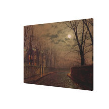 Scène éclairée par la lune de rue, 1882 (huile sur impression sur toile