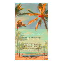 Scène hawaïenne vintage de plage de PixDezines Modèles De Cartes De Visite