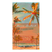 Scène hawaïenne vintage de plage de PixDezines Modèles De Cartes De Visite