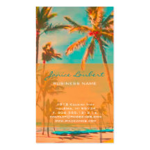 Scène hawaïenne vintage de plage de PixDezines Modèles De Cartes De Visite