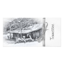 Scène rurale d'hiver de grange et de râteau - Tenn Modèle Pour Photocarte