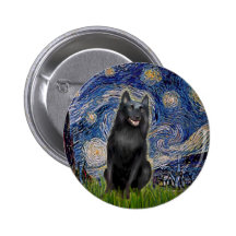 Schipperke 5 - Nuit étoilée Pin's Avec Agrafe