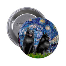 Schipperkees (deux, 5&amp ; 6) - Nuit étoilée Pin's Avec Agrafe
