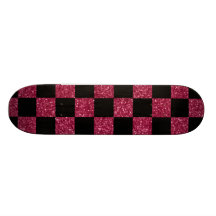 Schitter roze en zwart geruit patroon skateboards