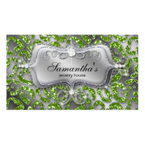 Scintillement d'argent de vert de zèbre de carte d cartes de visite