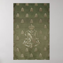 Section de vert et de damassé d'or posters