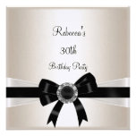 Sépia argentée de bijou anniversaire blanc noir d' invitations personnalisées