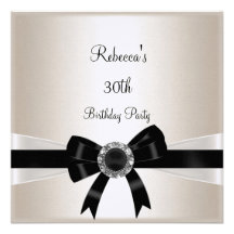 Sépia argentée de bijou anniversaire blanc noir d' invitations personnalisées
